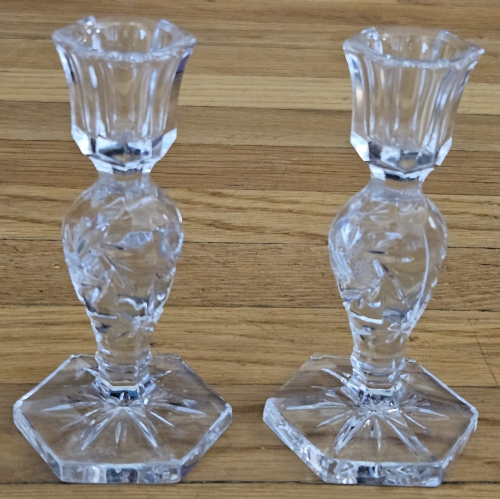 American Cut Eleanor Light Candlestick Set